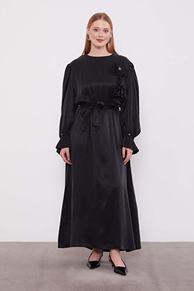 Levidor Black Dress with Flower Accessories
