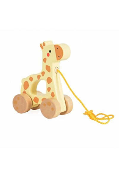 Tooky Toy Jucarie de tras/impins din lemn, Girafa