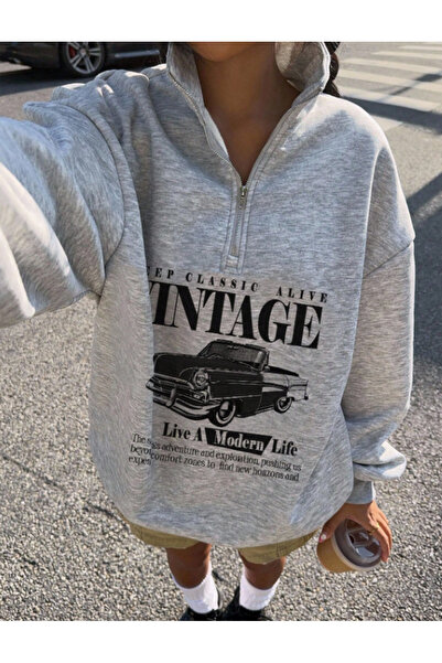 donamod unısex swetshırt önü fermuarlı