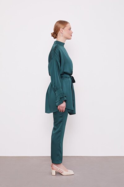 Levidor Zümrüt Kol Fırfır Detaylı İkili Takım