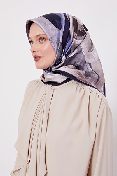 Levidor وشاح حريري من التويل بنمط أرجواني داكن من K.Lacivert