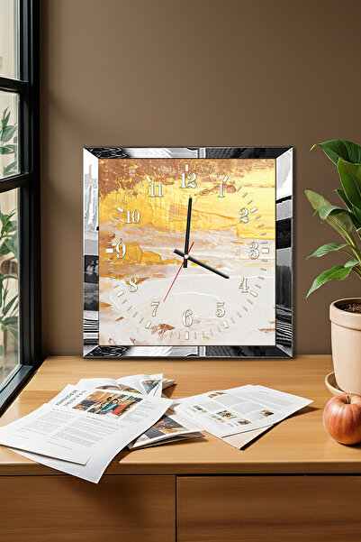 Zevahir Mobilya Dekorasyon Silver Framed Colors of Time Themed Decorative Mdf Wall Clock