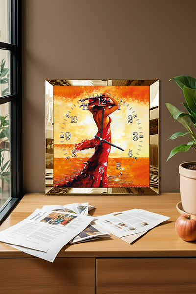 Zevahir Mobilya Dekorasyon Ceas de perete decorativ din MDF cu tematică femin...