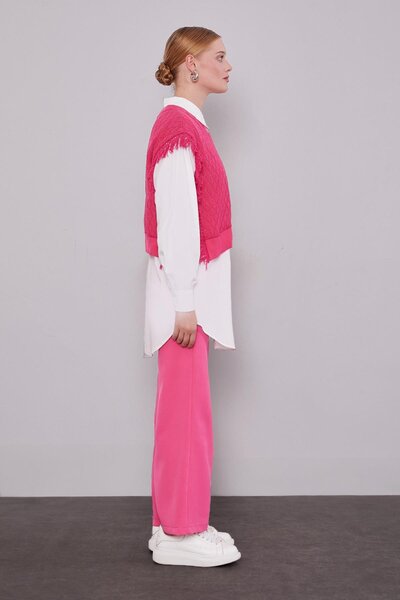 Levidor Φούξια Πλεκτά σετ κοστούμι με γιλέκο Πουκάμισο Διπλό Σετ