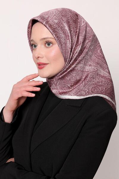 Levidor Purple Abstract Ethnic Pattern Twill Silk Scarf