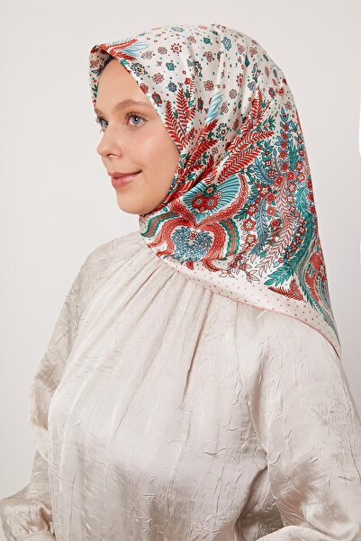 Levidor Pink Leaf Pattern Twill Silk Scarf