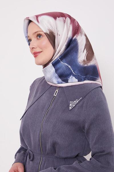 Levidor Pink Reflection Leaf Pattern Twill Silk Scarf