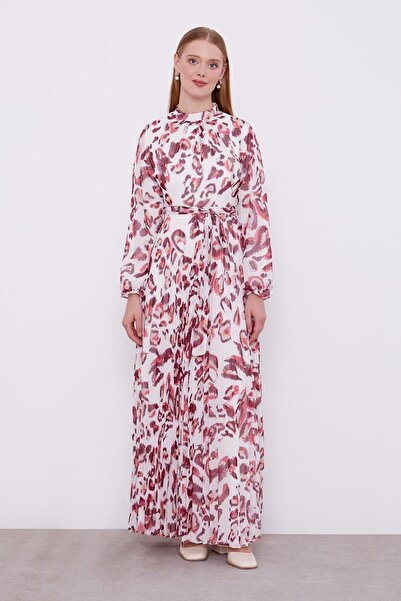 Levidor Φόρεμα με λεπτομέρεια με βολάν σε μπορντό χρώμα