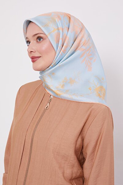 Levidor وشاح حريري بنمط وردة تجريدية باللون الأخضر النعناعي