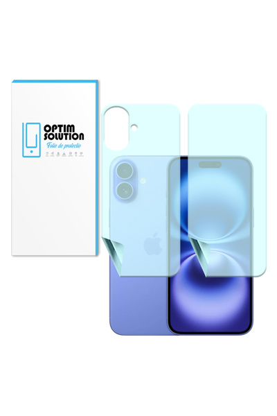Optim Solution Μεμβράνη υδρογέλης εμπρός-πίσω για Apple iPhone 16 Plus, σιλικ...