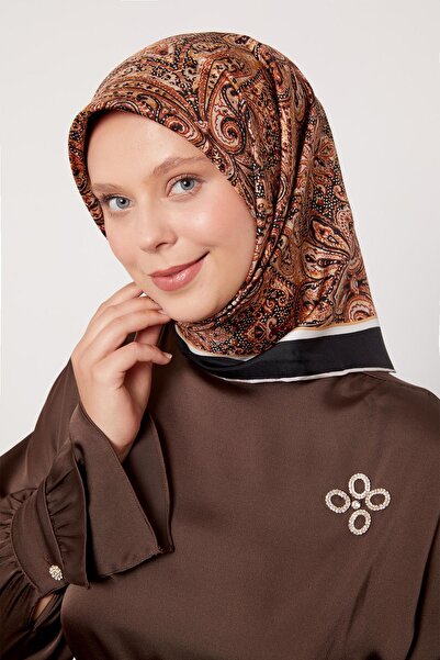 Levidor وشاح حريري بنمط عرقي أسود