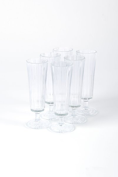 BLN HOME 6 Pieces Striped Brown so Flute Glasses