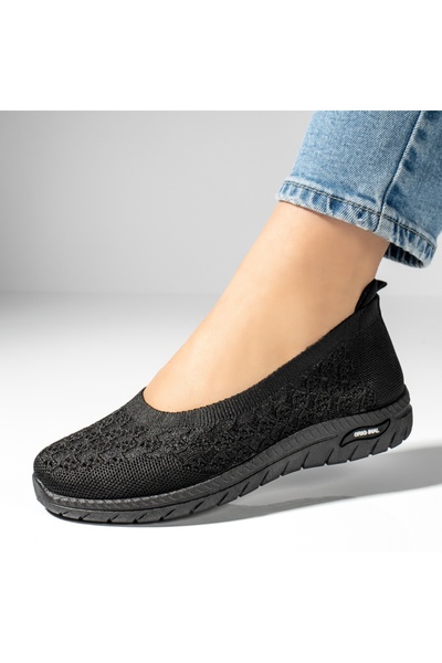 BMoD Espadrile negre din material textil pentru femei cu perforații MOD13058
