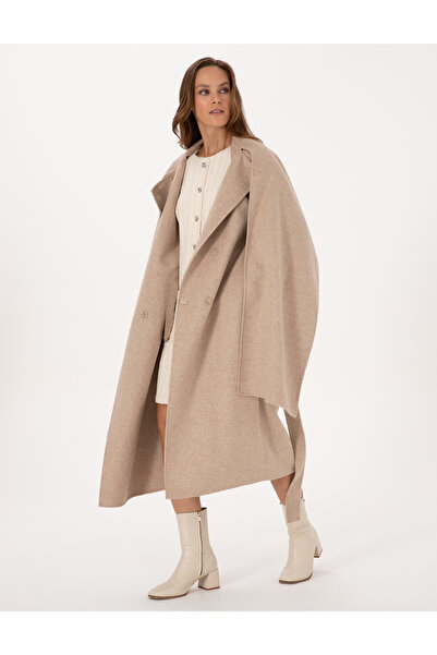 Pierre Cardin Beige Melange Regular Fit Cashmere Coat 50309079-Vr156