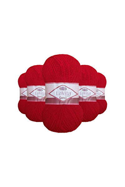 LaVita Yarn Gonca El Örgü Іпі 100% акрил 500 г 5 ШТУК (3004 ЧЕРВОНИЙ)