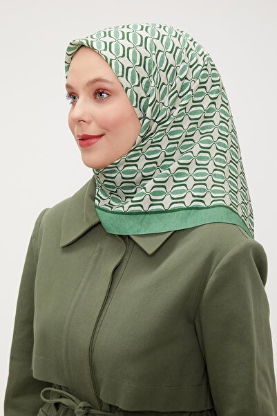 Levidor Μεταξωτό μαντήλι με πράσινο μοτίβο ελλειπτικής σχήματος