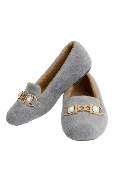 Liger Soft Plush Non-Slip Lightweight Sole Women's Home Slippers Gray