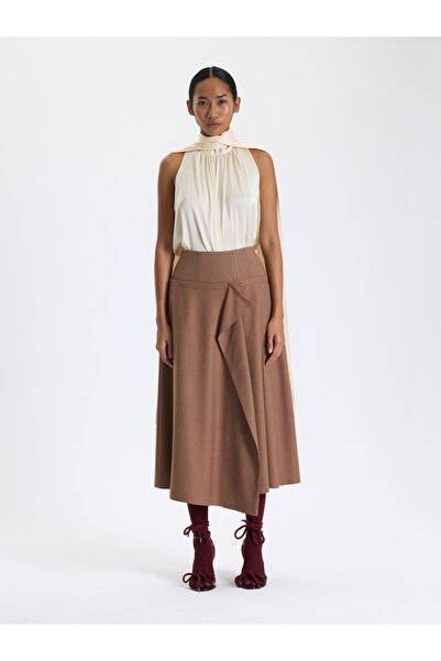 BAQA Karamel Drapeli Midi Etek