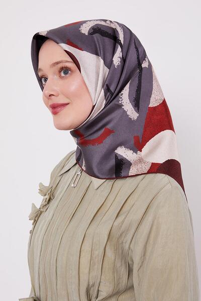 Levidor Coffee Round Pattern Twill Silk Scarf