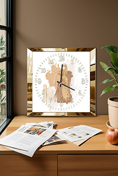 Zevahir Mobilya Dekorasyon Gold Framed City Time Themed Decorative Mdf Wall Clock