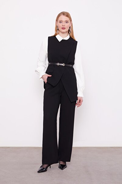 Levidor Black Asymmetric Vest Double Suit