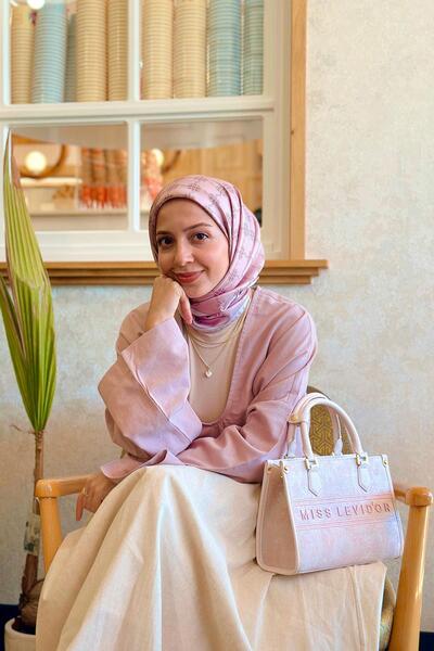 Levidor A.Pink Mini Clover Pattern Twill Silk Scarf