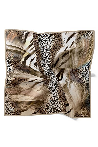 Levidor Light Mink Mixed Leopard Pattern Twill Silk Scarf