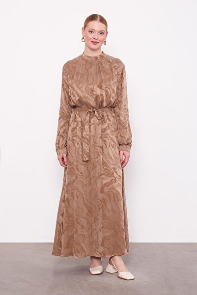 Levidor VİZON Yakası Taş Detaylı Cupra Elbise