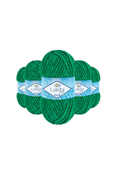 LaVita Yarn Fir de tricotat manual din catifea Velur 100% poliester 500gr 5 B...
