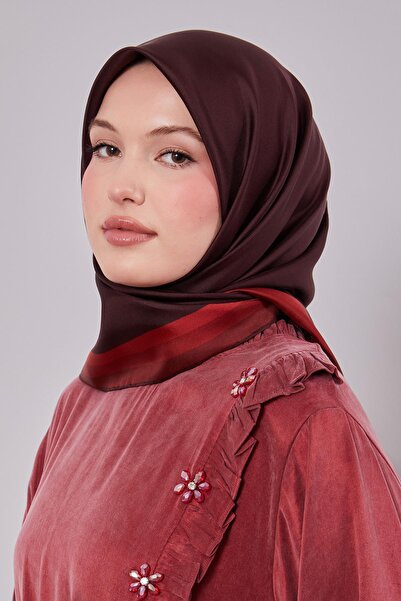 Levidor K.Bordo Kenar Bordürlü Twill İpek Eşarp