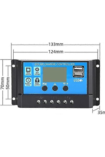 dalimag Solar Charge Controller 30A, 12V/24V, Intelligent Protection, LCD Screen, for Lead-Acid Batteries