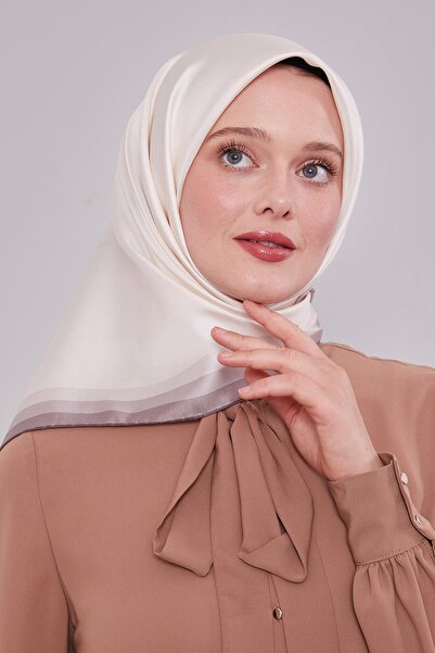 Levidor Salmon Twill Silk Scarf with Border Trim