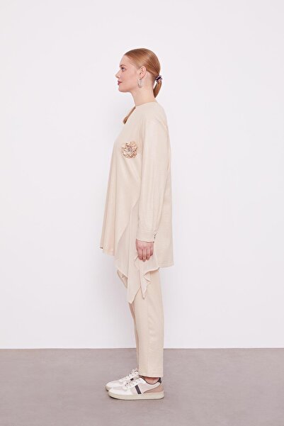 Levidor Σετ Ικι με λεπτομέρεια σε μπεζ ροζ γιακά