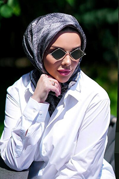 Levidor Mink Abstract Ethnic Pattern Twill Silk Scarf