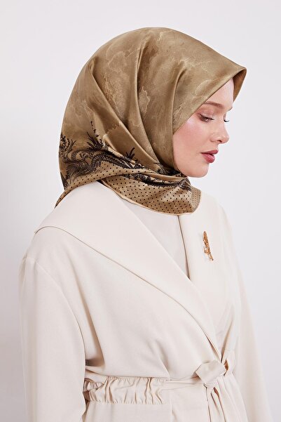 Levidor Oil Green Edge Speckled Twill Silk Scarf