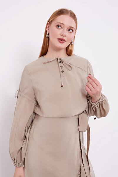 Levidor Beige Side Tie Skirt Set