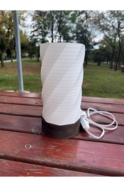 WORK3D Modern Spiral Design Wooden Base Table Lamp - Decorative Lampshade