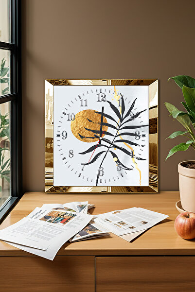 Zevahir Mobilya Dekorasyon Ceas de perete decorativ din MDF cu tematică Frunz...