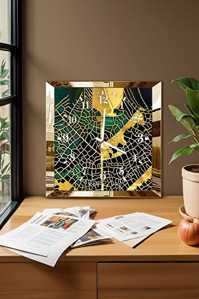 Zevahir Mobilya Dekorasyon Gold Framed Fragility of Time Themed Decorative Mdf Wall Clock