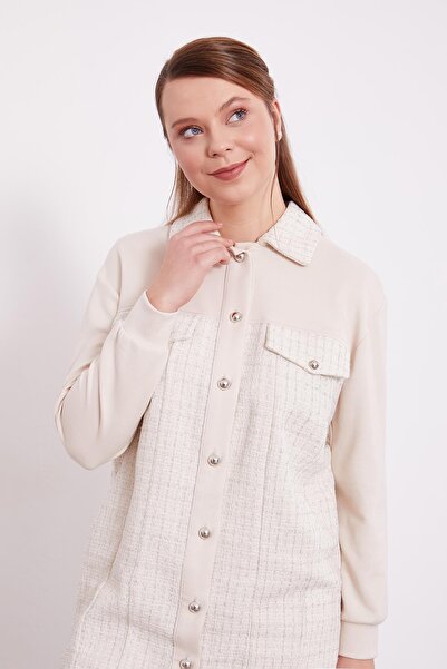 Levidor Cream Glitter Detailed Jacket Double Suit