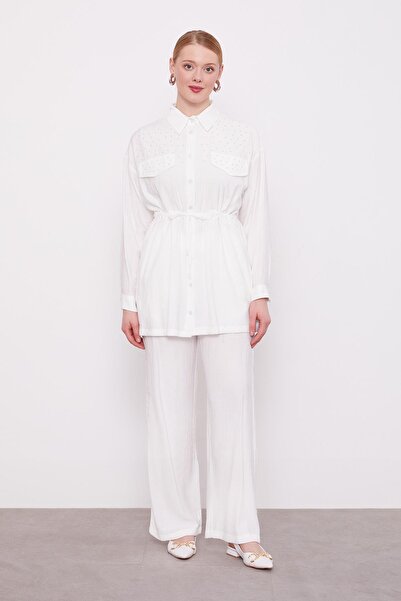 Levidor Set dublu Ecru Omuz cu pietre aplicate