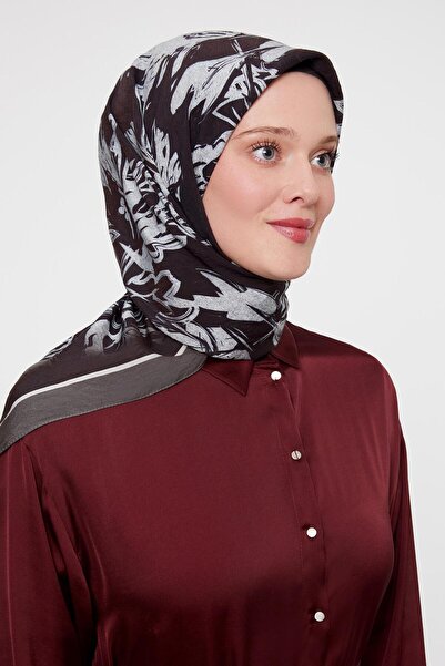 Levidor وشاح حريري بنمط زهور مدخنة تجريدي