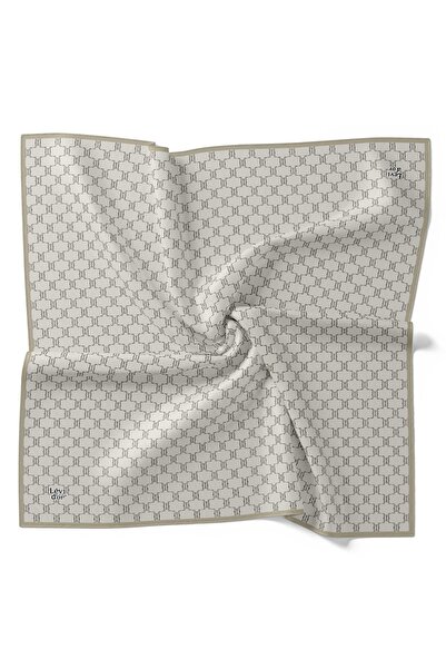 Levidor Bej Petek Desen Twill İpek Eşarp