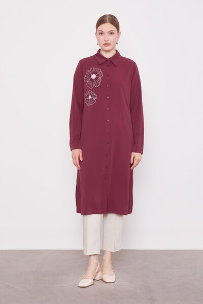 Levidor Μοτίβο λουλουδιών από πέτρα δαμάσκηνου με τύπωμα τουνίκ