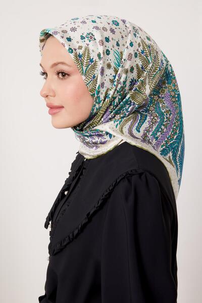 Levidor وشاح حريري بنمط أوراق العشب الأخضر