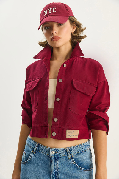 Bianco Lucci Women's Double Pocket Gabardine Jacket