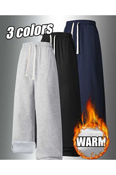 BERYY MODA 3 (Τεμάχια) Μαύρο Γκρι Ναυτικό Μπλε Φαρδύ Παντελόνι Υπερμεγέθους Π...