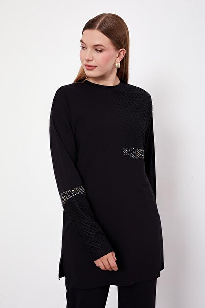 Levidor Black Mesh Detailed Double Suit