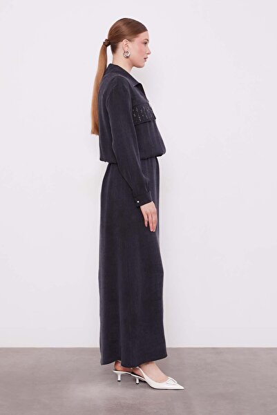 Levidor Black Stone Detailed Zippered Jacket Set