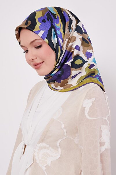 Levidor Purple Camouflage Pattern Twill Silk Scarf